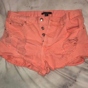 Salmon High Waisted Jean Shorts